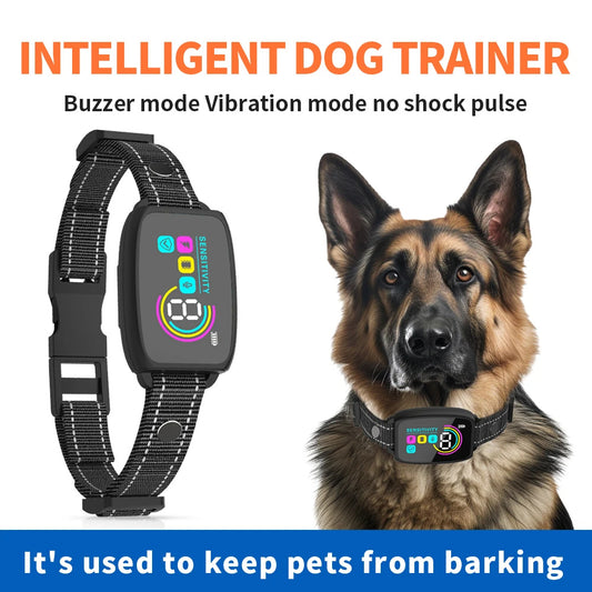 C* Smart Automatic Anti Barking Dog Collar Rechargeable Bark Stopper Stop Barking HD Digital Display IP67 Waterproof Collar For Dogs Pet Products