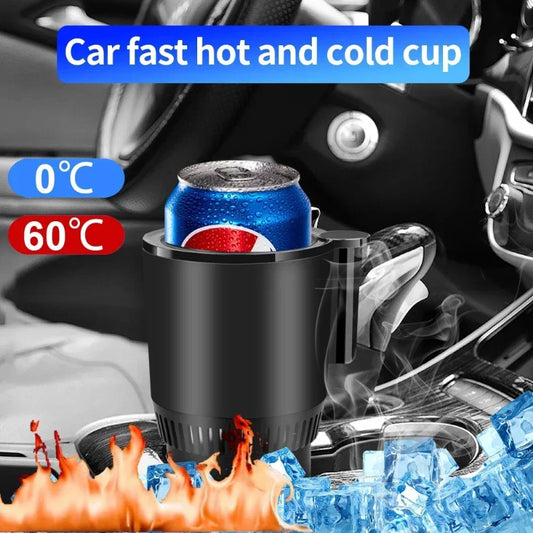 C* 2 In1 Car Heating Cooling Cup 12V Smart Car Cup Holder Digital Temperature Display Drink Cup Warmer Cooler Mini Car Refrigerator