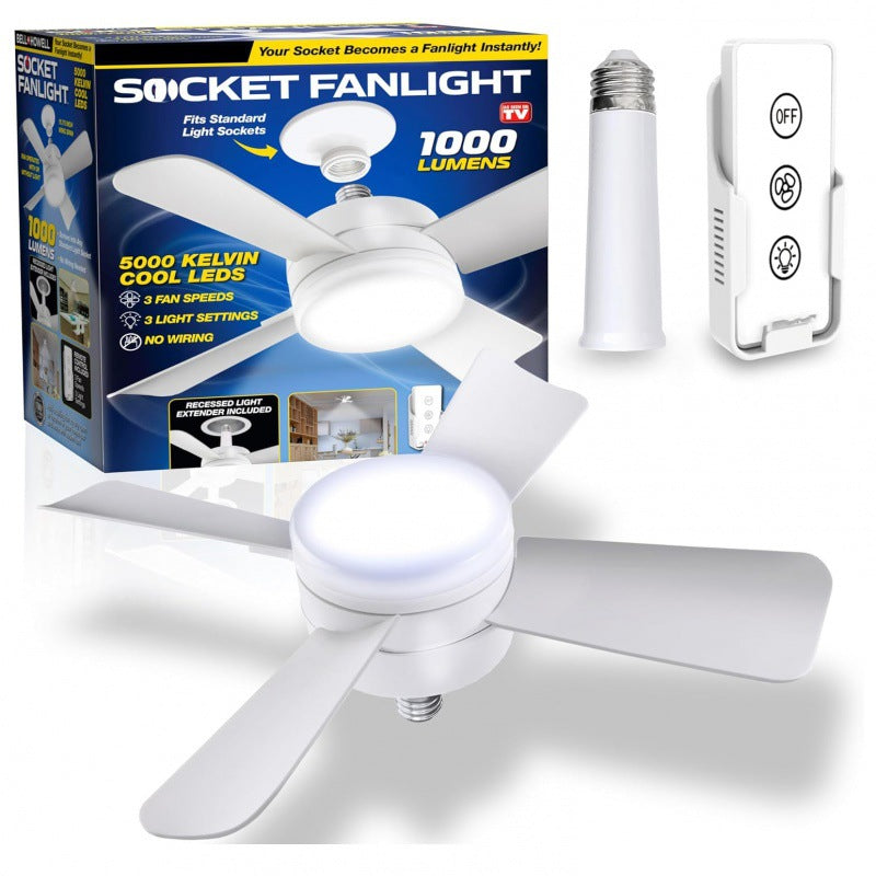 C* Socket Fan Light With Remote Adjustable Screw Mouth Intelligent Remote Control Integrated LED Fan Light