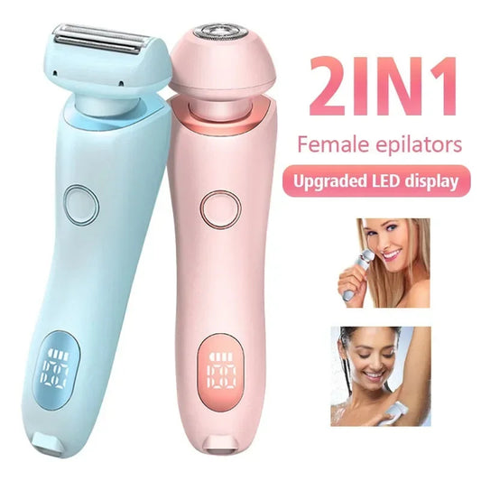 C* 2 In 1 Hair Removal Epilator USB Rechargeable Trimmer Women Body Razor Face Leg Armpit Bikini Hand Pubic Shaver Hair Remover